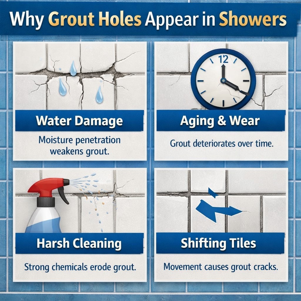 How to Repair Grout in Shower: A Step-by-Step Guide 2 Grout Holes