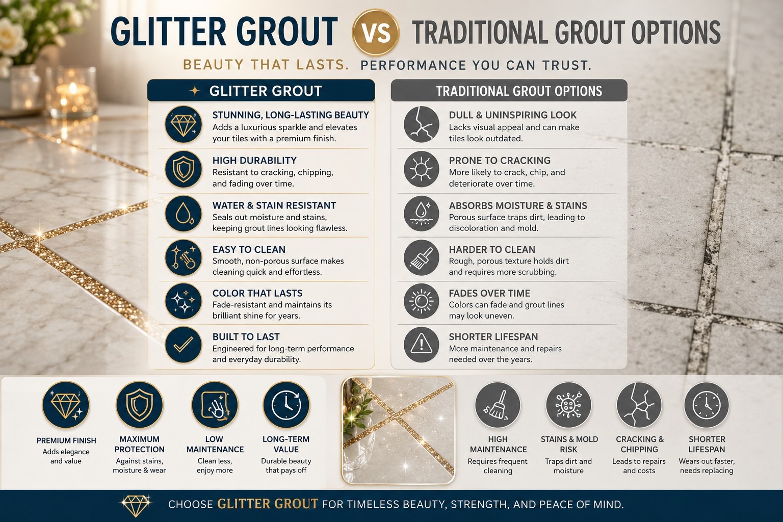 Grout to Traditional Grout Options