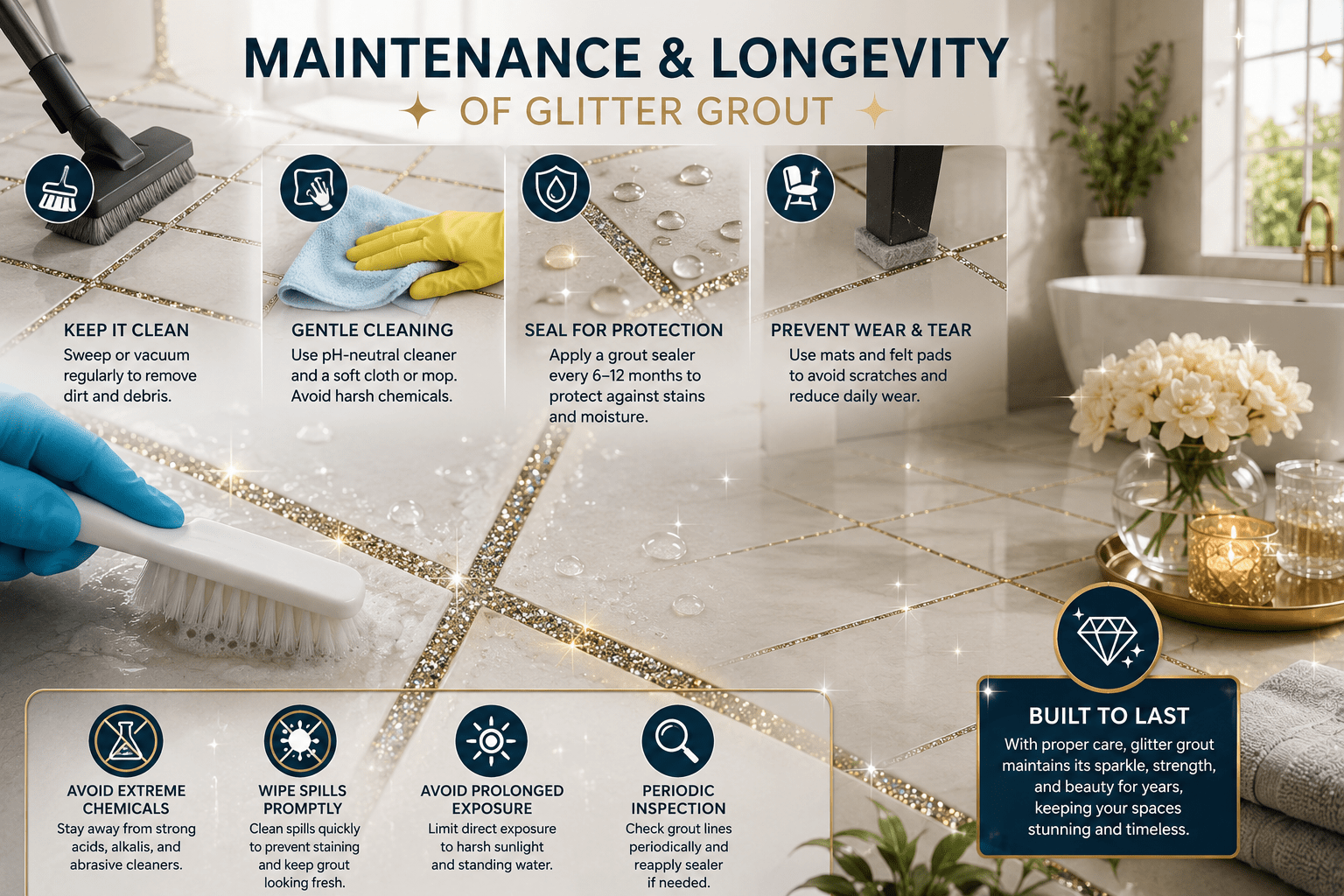 Maintenance and Longevity of Glitter Grout