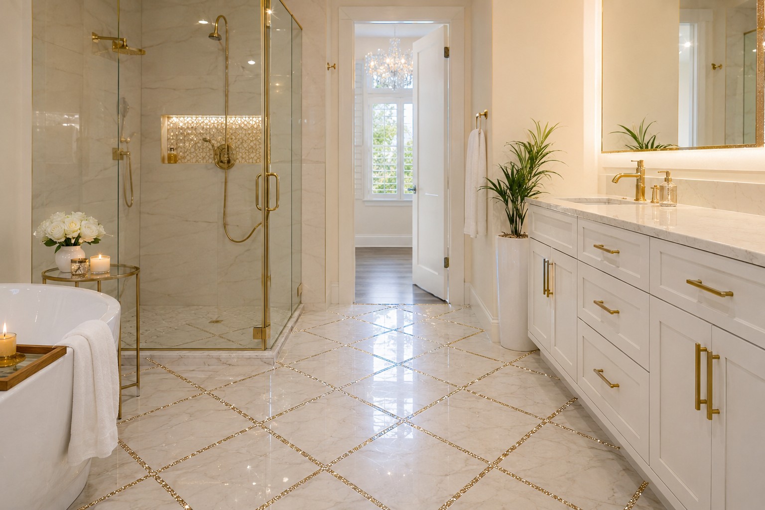 Transforming Your Space with Glitter Grout create image real camra pic not text add