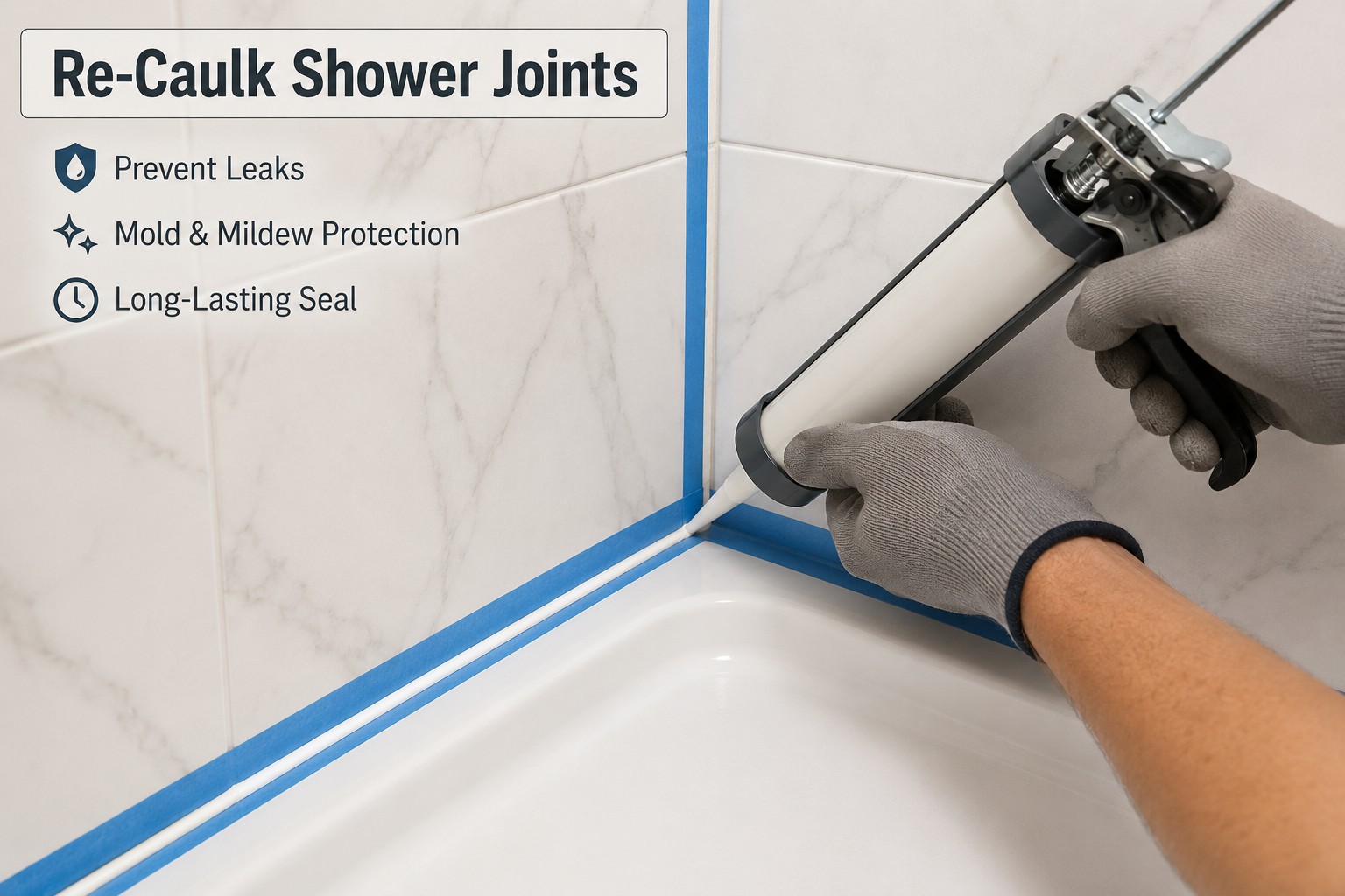 How to Repair Grout in Shower: A Step-by-Step Guide 3 Re-Caulk Shower Joints