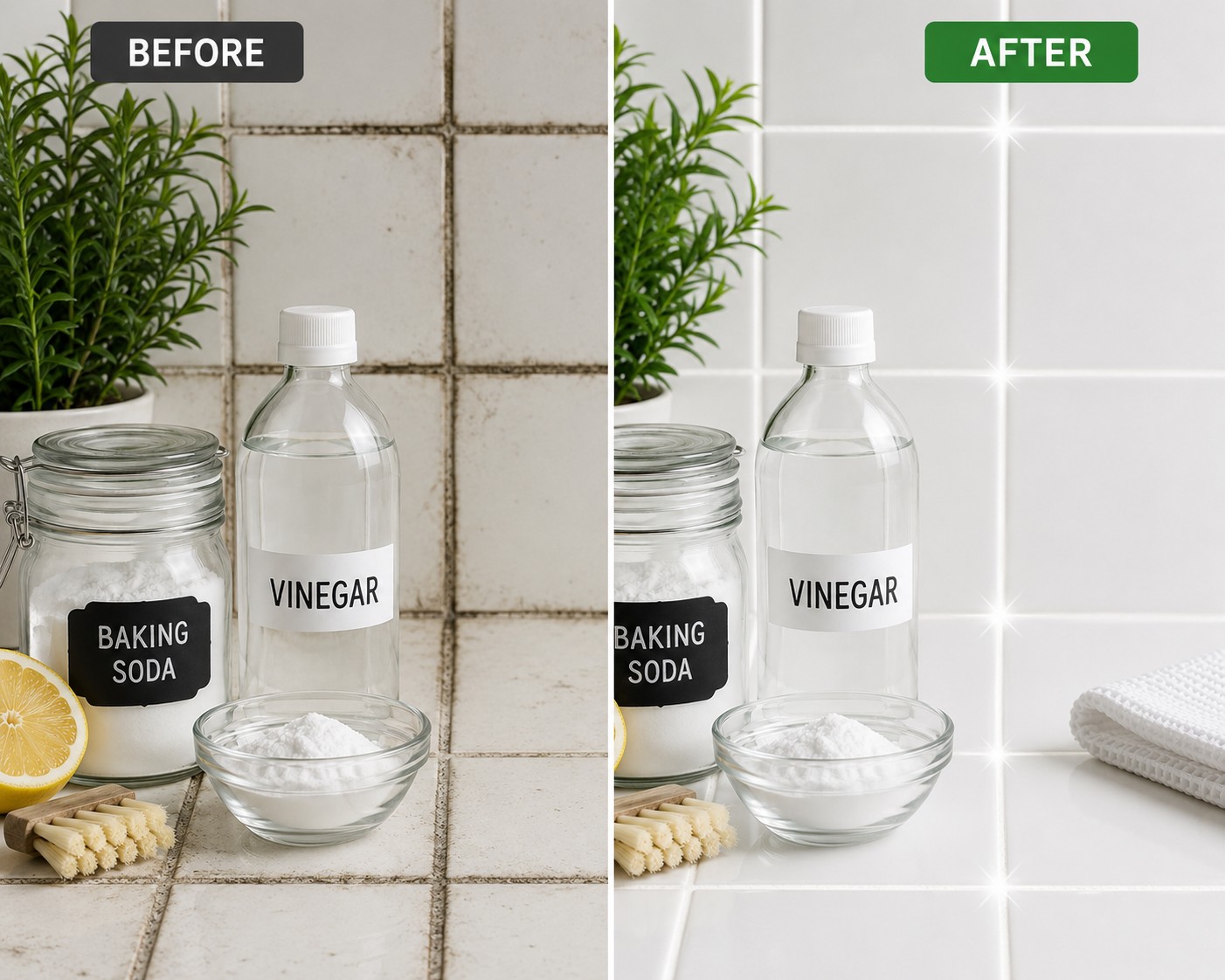 Homemade Grout Cleaner: Best DIY Recipes with Baking Soda & Vinegar 22 before after homemade grout cleaner results
