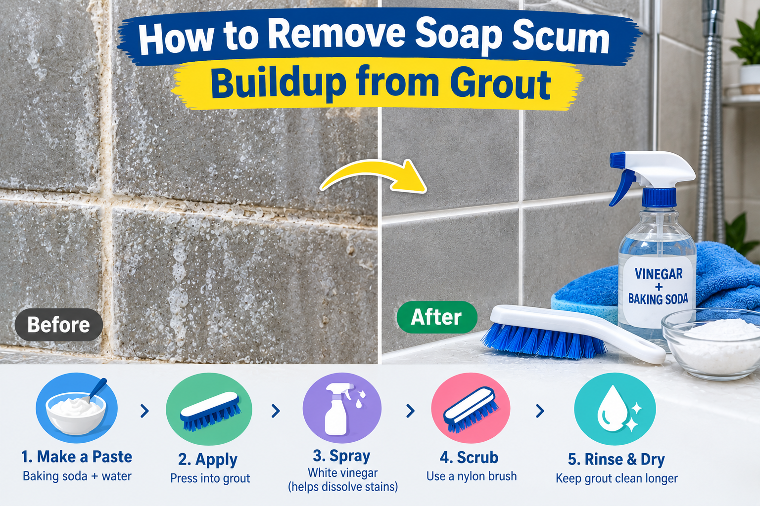 How to Remove Soap Scum Buildup from Grout